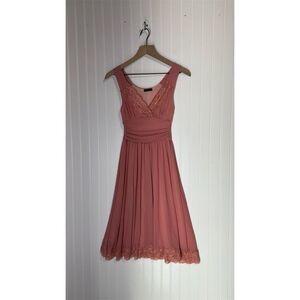 Twenty One Dusty Rose Fit & Flare Lace Mesh Dress Small Made in USA Cottagecore